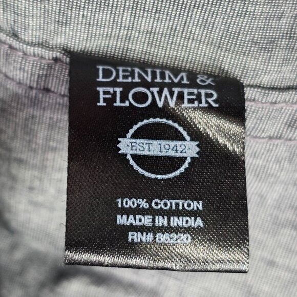 Mens Denim & Flower Slim Fit Gray Shirt Long Sleeve Button-Up 100% Cotton Size L - Picture 3 of 8